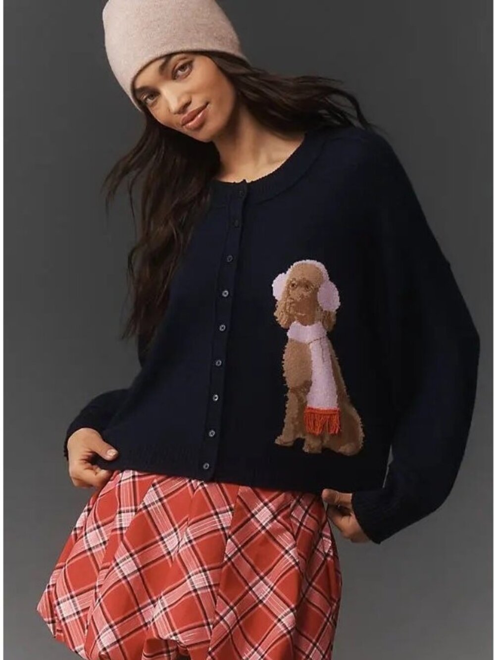 Anthropologie The Goldie Cashmere Blend Cardigan Sweater Goldendoodle Dog XL NWT - Picture 7 of 8
